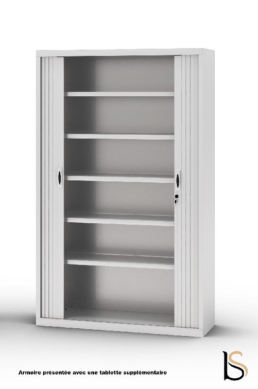 Armoire haute à portes rideaux teinte unie - GAPSA - 102, Blanc pastel_1