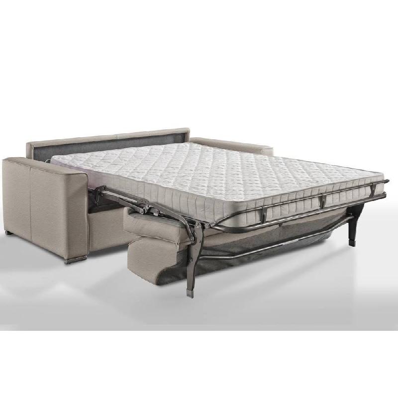Canapé convertible express Premium 120 cm - Sommier à lattes Renatonisi - Matelas Bultex - Cuir vachette taupe clair_1