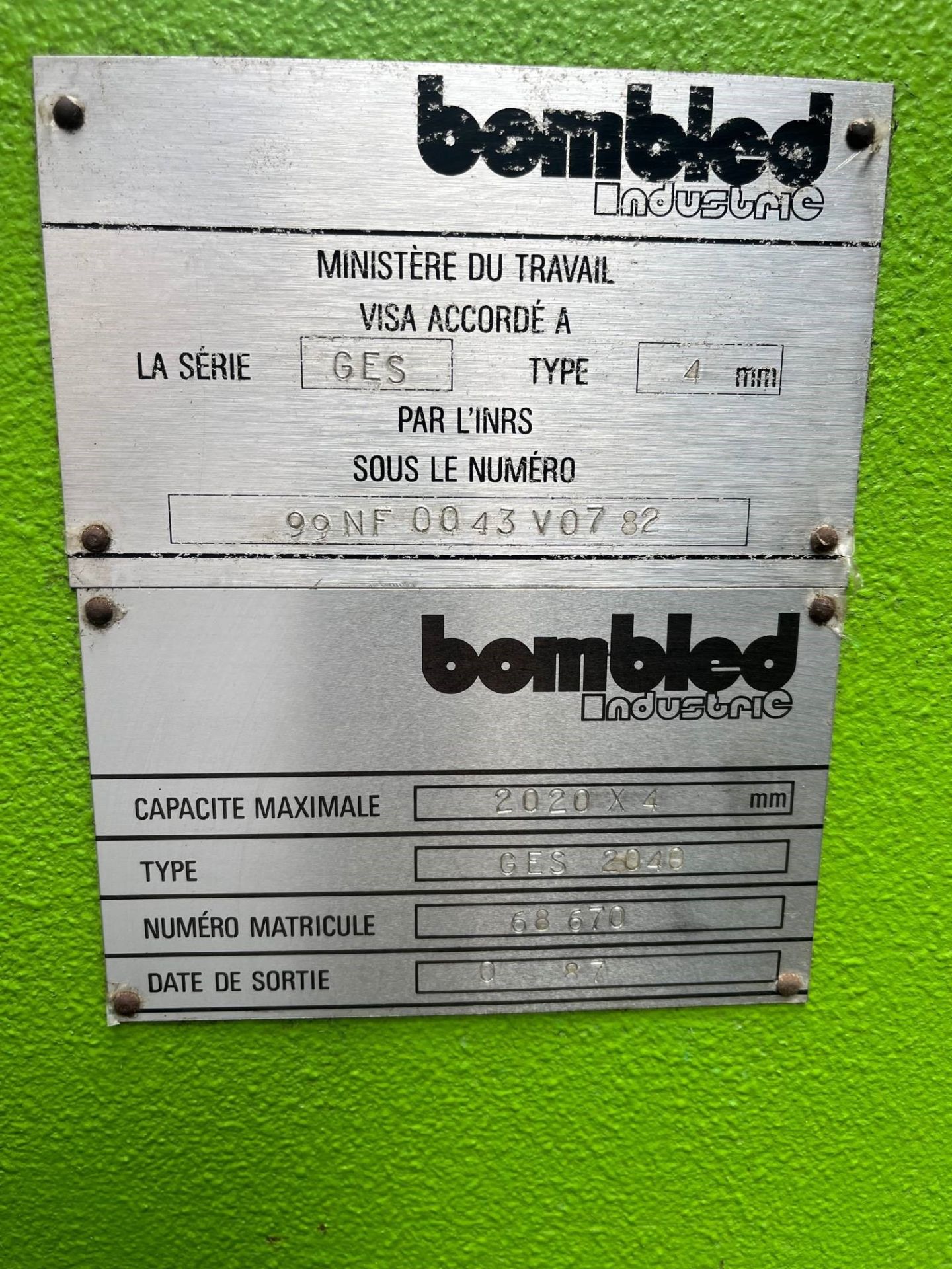 Cisaille industrielle BOMBLED 2000 x 4 - Occasion Réf 3707_1