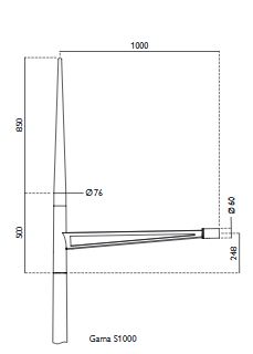 Mât d'éclairage public cylindro-conique gama / hauteur 6 - 8 m / en acier galvanisé / diamètre base 76 mm_2