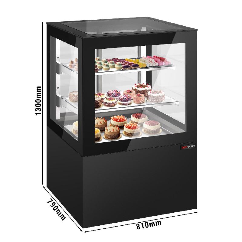 Vitrine à pâtisserie réfrigérée 810 mm - LED et 2 étagères_1