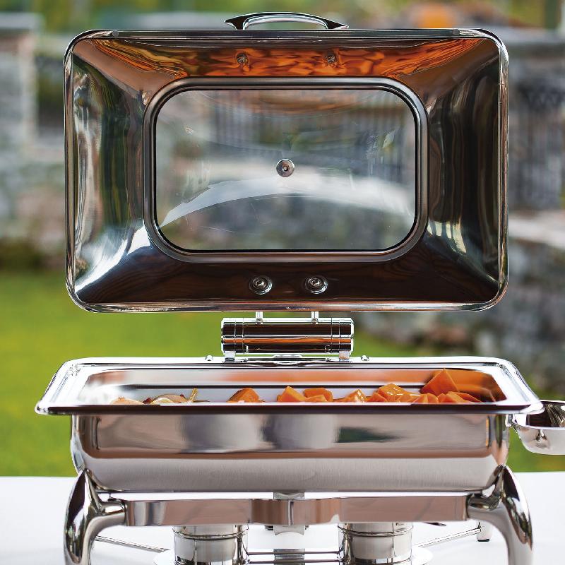 Chafing Dish Luxe Professionnel GN 1/1 complet - Acier inox 18/10 - Compatible induction, gaz et vitrocéramique - Avec support et accessoires_1