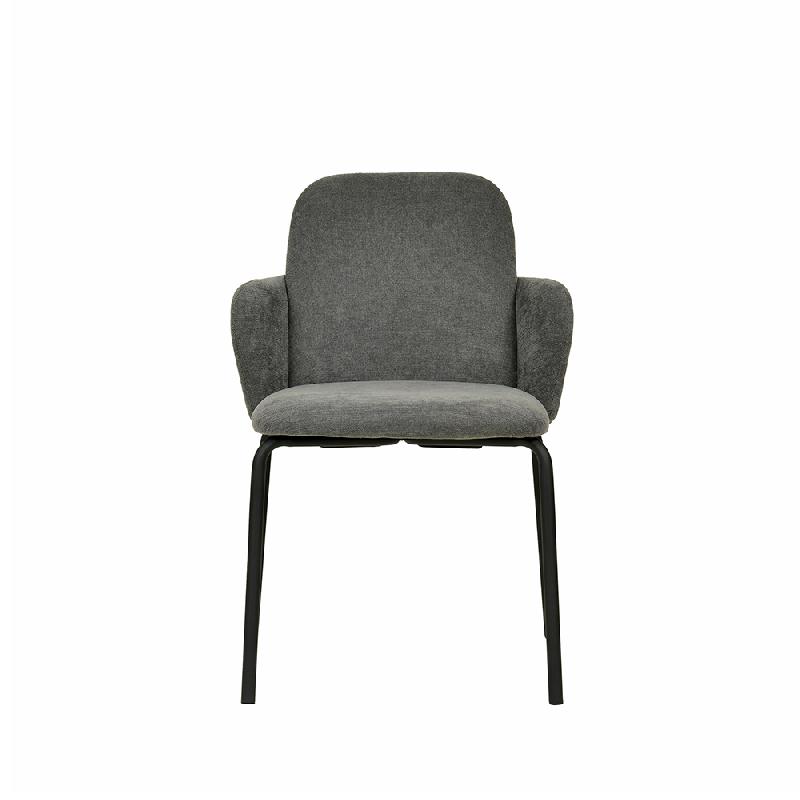Paddy - Chaise empilable en tissu gris foncé_1