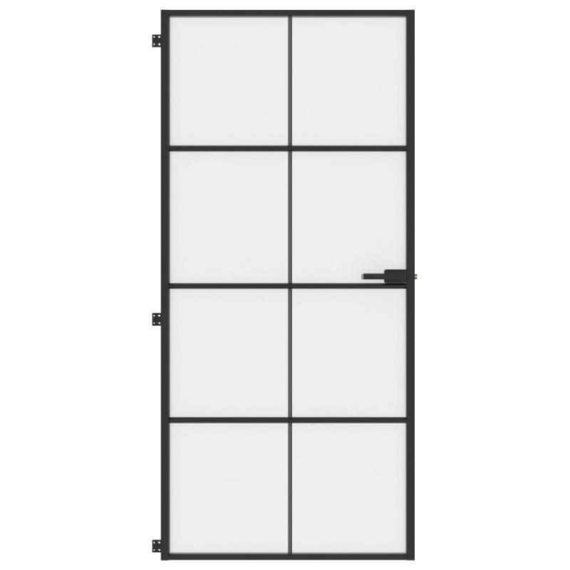 Vidaxl porte intérieure mince noir 93x201,5 cm verre trempé aluminium 155129_1