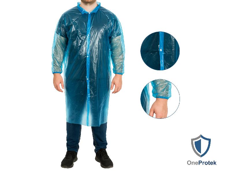 Blouses Imperméables Jetables à Boutons Pression - Carton de 30 sachets de 10 - Bleu_1