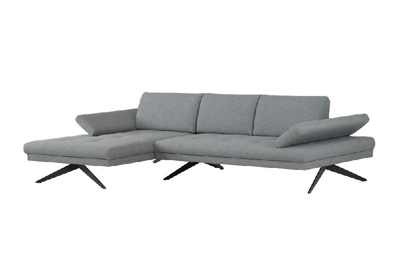 Canapé d'angle Fernie - double profondeur - méridienne gauche - tissu gris - 296 x 179 cm - pieds métal noir - Inside75_1