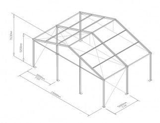 Tente de stockage fermée - structure fixe aluminium et acier - couverture composite PVC - porte, fenêtre et éclairage_1