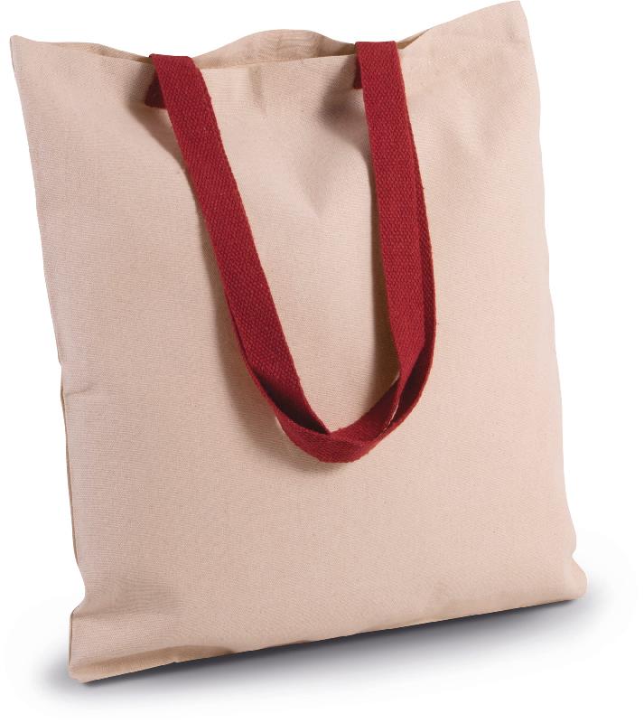 Sac shopping plat en toile de coton avec poignées contrastées - Réf: KI0277 - 12 coloris disponibles_1