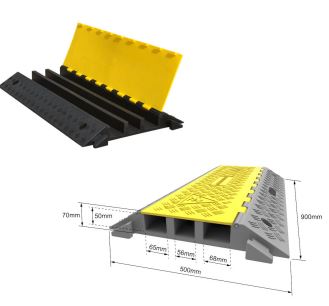 Passe-câbles 50 mm - 5 canaux - Résistant jusqu'à 9 tonnes par essieu - Base caoutchouc et capot pivotant jaune_1