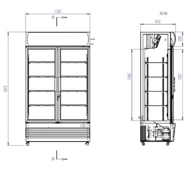 Vitrine réfrigérée murale pour produits frais en 2 portes - capacité 670 litres - r290 gaz écologique_1