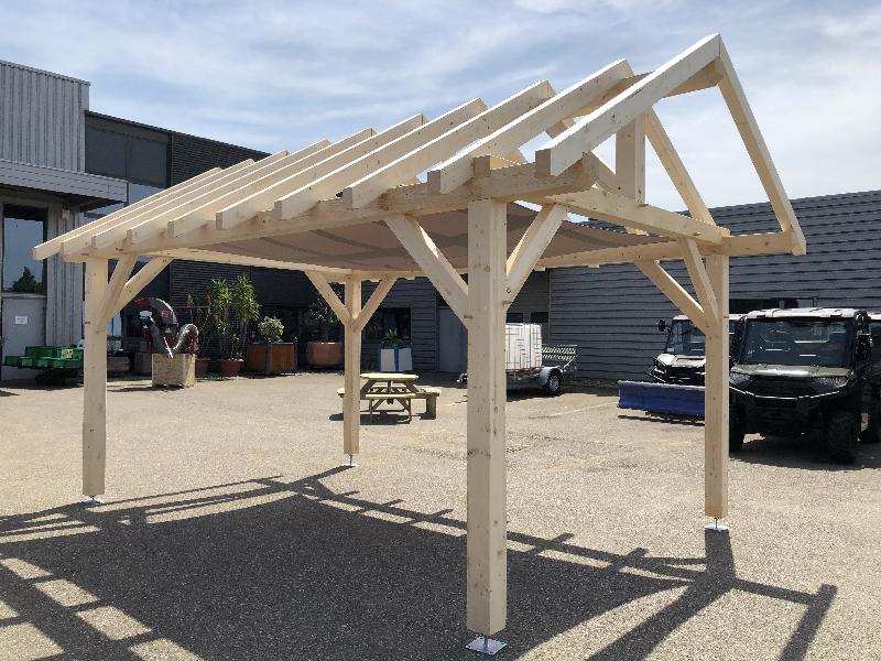 Abri à 2 pans pour 1 voiture - 4 poteaux - abriboa_1