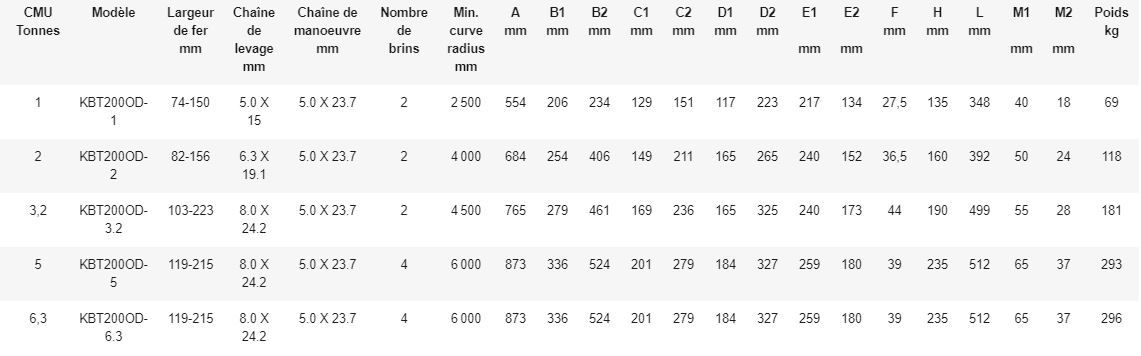 Palan Kbt200od - REMA Holland B.V. - Hauteur de levée 3 m - Chariot manuel avec translation par chaîne_1
