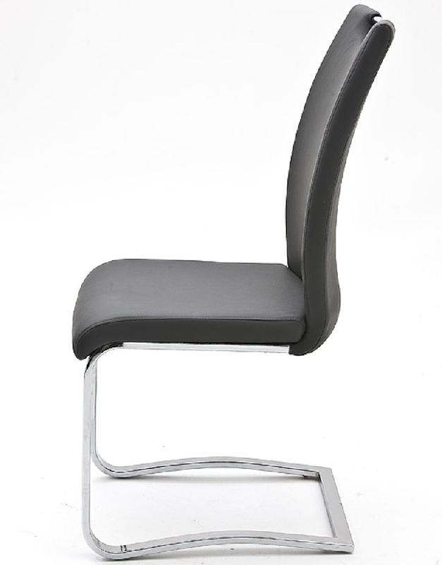 Lot de 4 chaises Kilou - tissu gris avec piètement luge en tube laqué noir mat - design chic_1