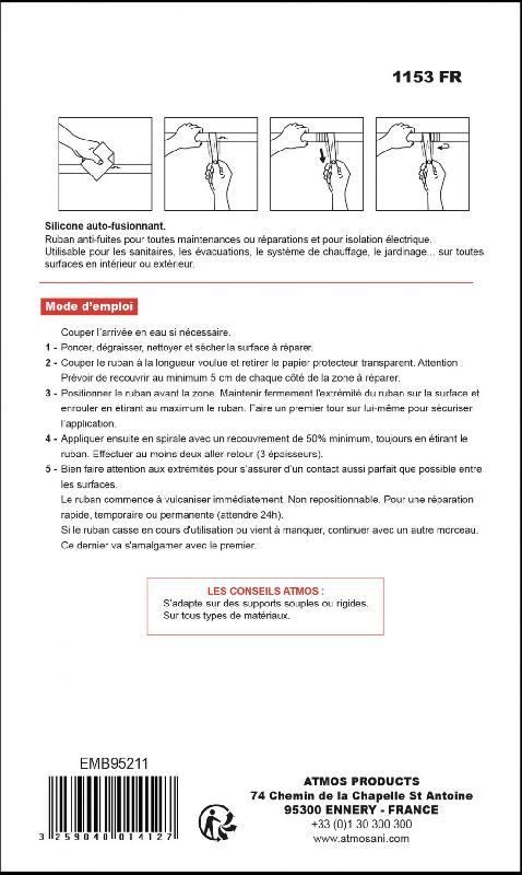 Ruban de réparation blanc ATMOS - multiusage, auto-adhésif, compatible espaces humides_1