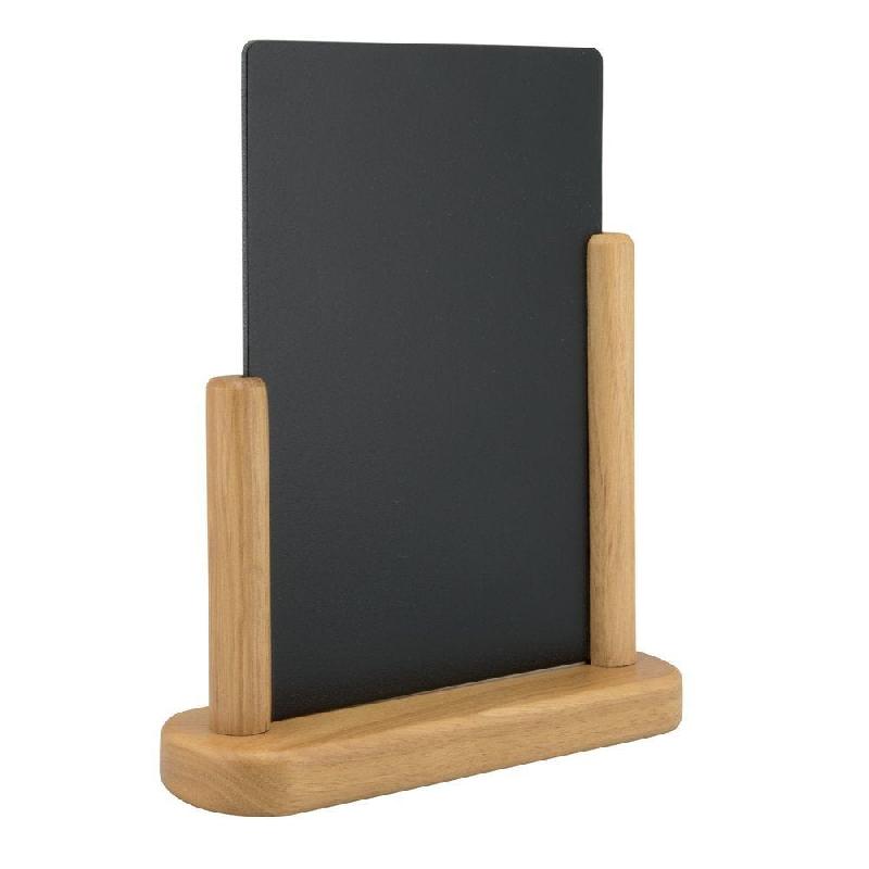 Ardoise de table A5 - socle bois - PVC - double face - écriture craie/feutre_1