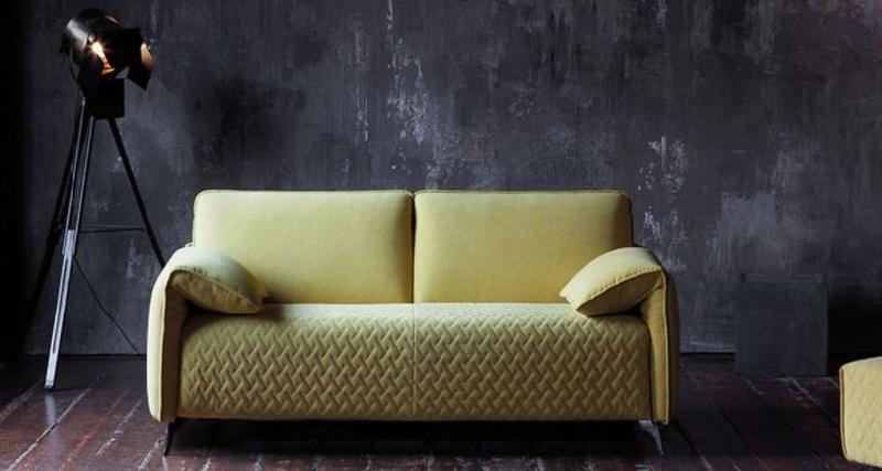 Canapé convertible EPSILON 140x195 cm - Tissu Maracaïbo vert anis - Assise piquée - Fabrication italienne_1