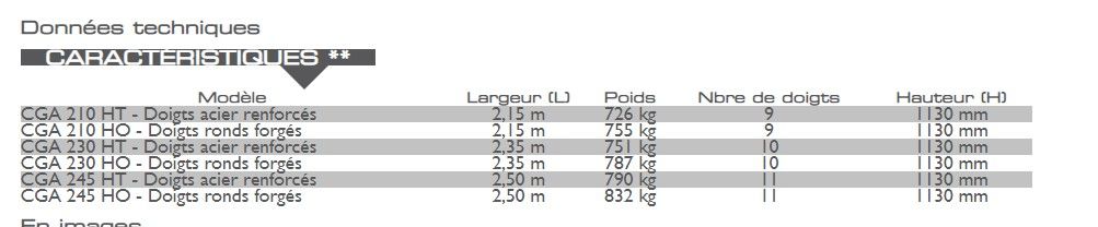Combiné griffe heavy duty - fourches à fumier - mx - modèle de cga 210 ht/ho à cga 245 ht/ho_1
