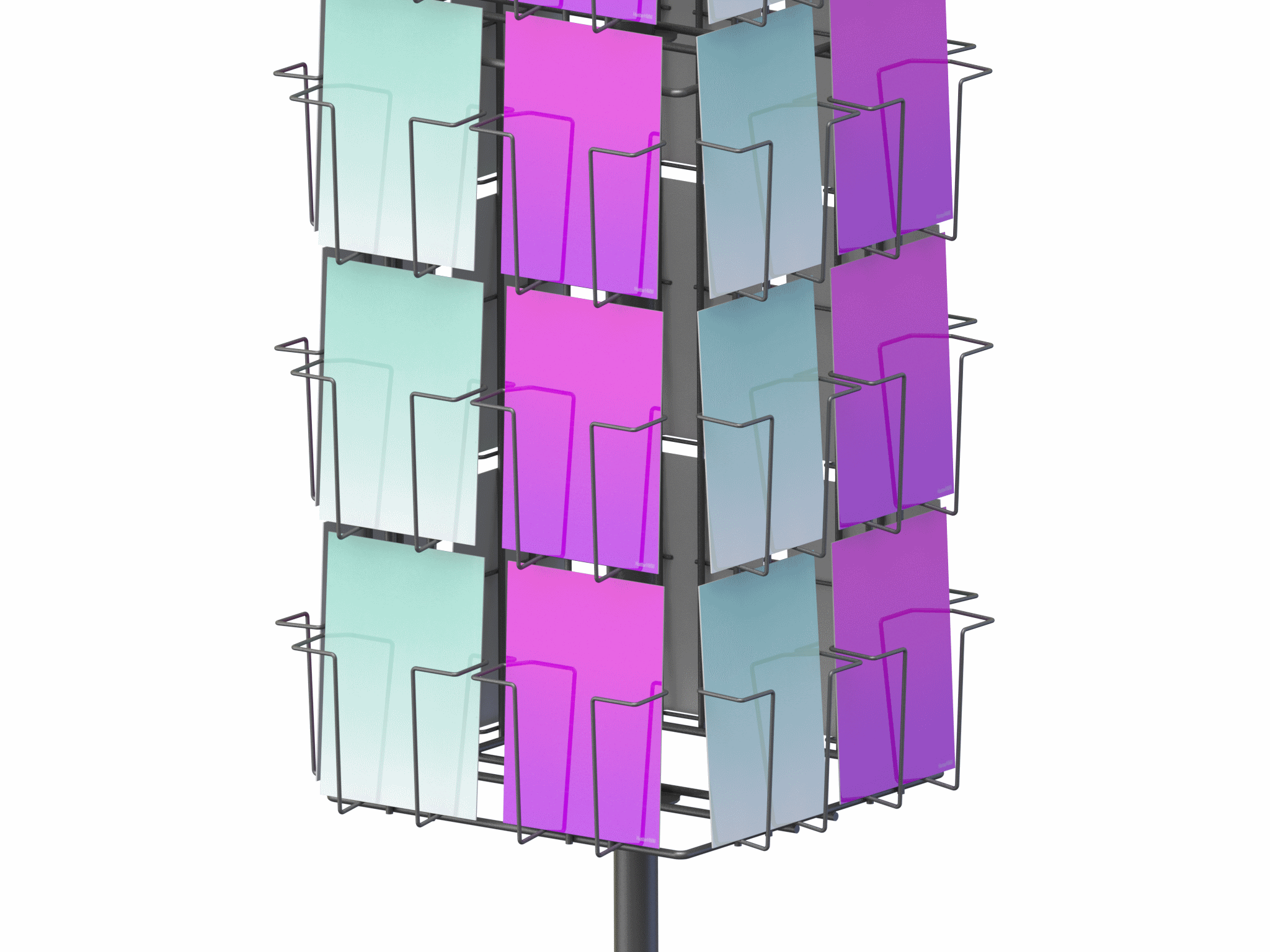 Présentoir mobile tournant à 48 cases - Métal 4 faces - Format 13x18V_1