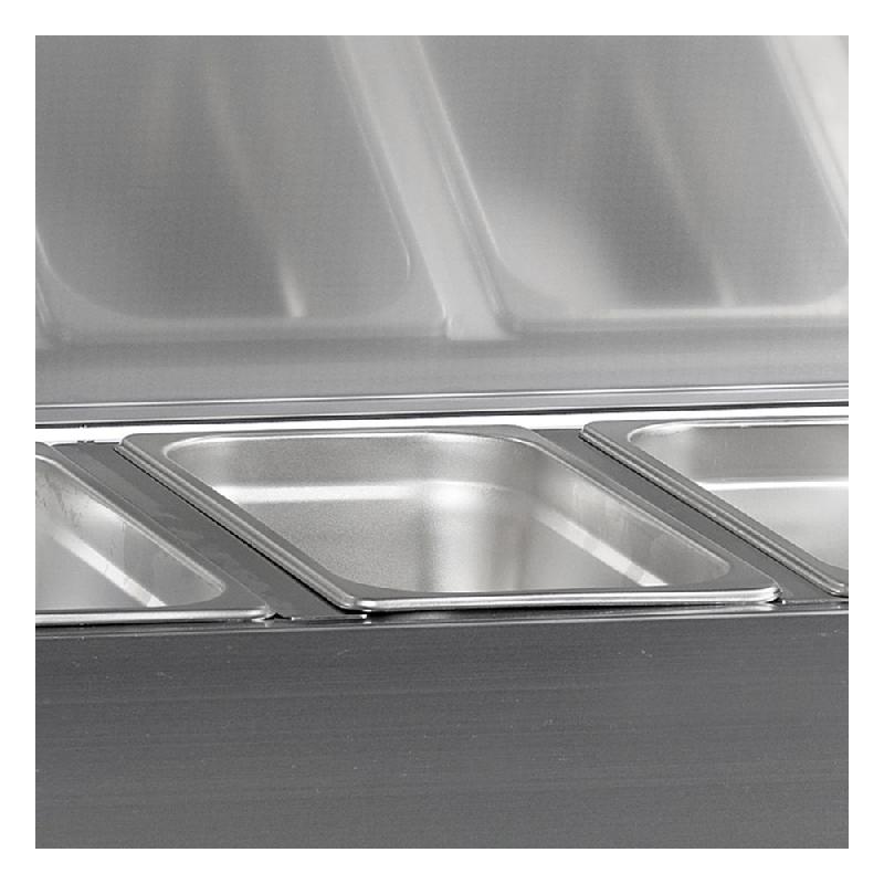 Vitrine à ingrédients réfrigérée avec capot - 7 x GN1/4 | Tefcold - GVC33-160 S/S_1