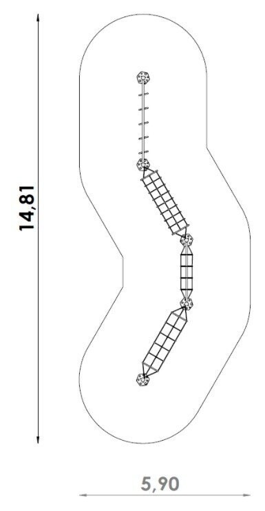 Parcours à cordes en acier inoxydable pour aire de jeux - Conforme EN1176 - Référence BT16288_1