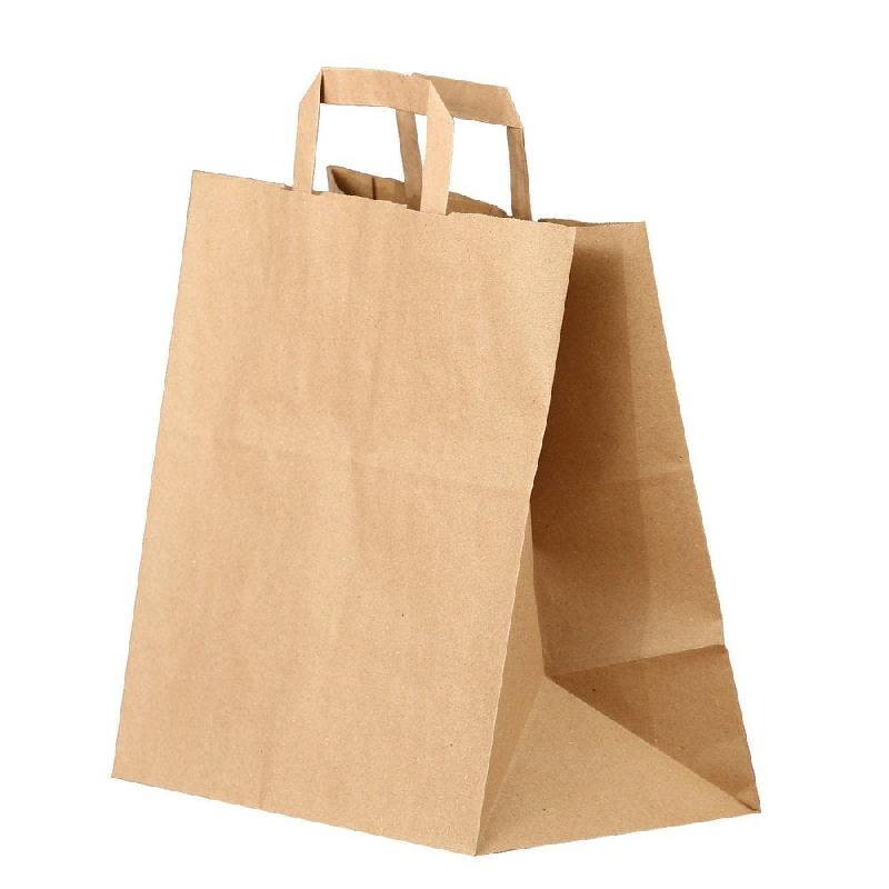 Sac traiteur kraft brun poignées plates 28x17x29cm - par 50_1
