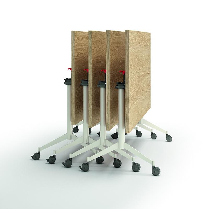 Table de réunion plateau abattant Pop-up - Quadrifoglio - Argent Ral 9006, Wenge, 120 x 80 cm_1