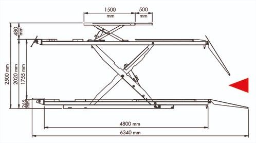 R44ctltnw pont elevateur hydraulique ciseaux 4.4 tonnes version posee avec geometrie_1