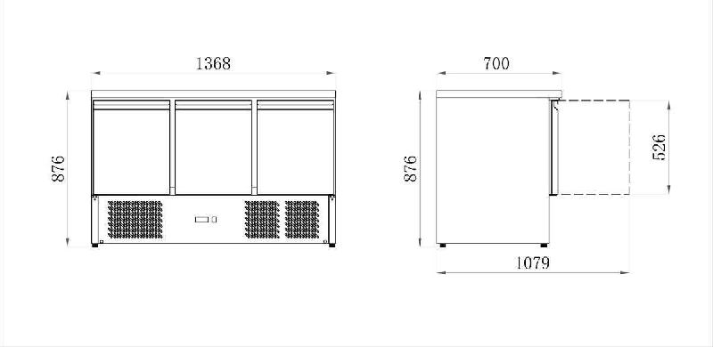 Saladette 3 portes 368 l int/ext inox/dos galvanisé série star AFI_1