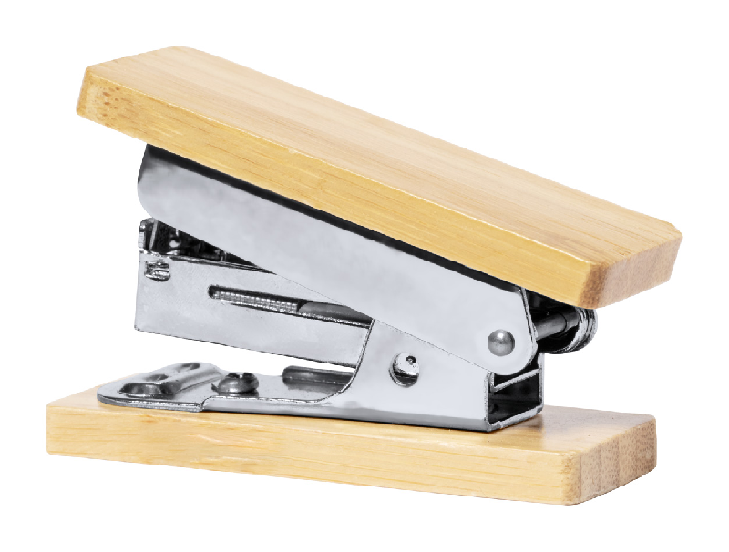 Agrafeuse en métal recouverte de bambou - 50 agrafes incluses - Couleur naturelle - Poids 40g_1