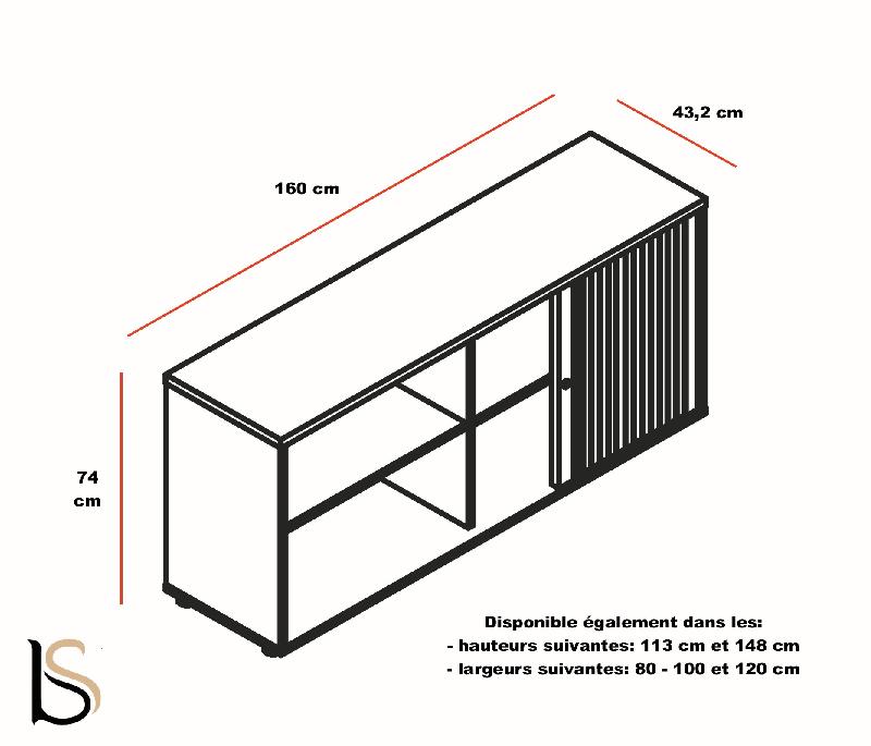 Armoire à rideaux basse en bois - MDD - Blanc pastel_1