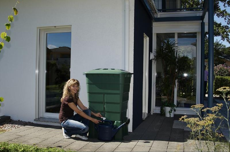 Cuve à eau rectangulaire 300L verte - avec couvercle et robinet PE inclus_1