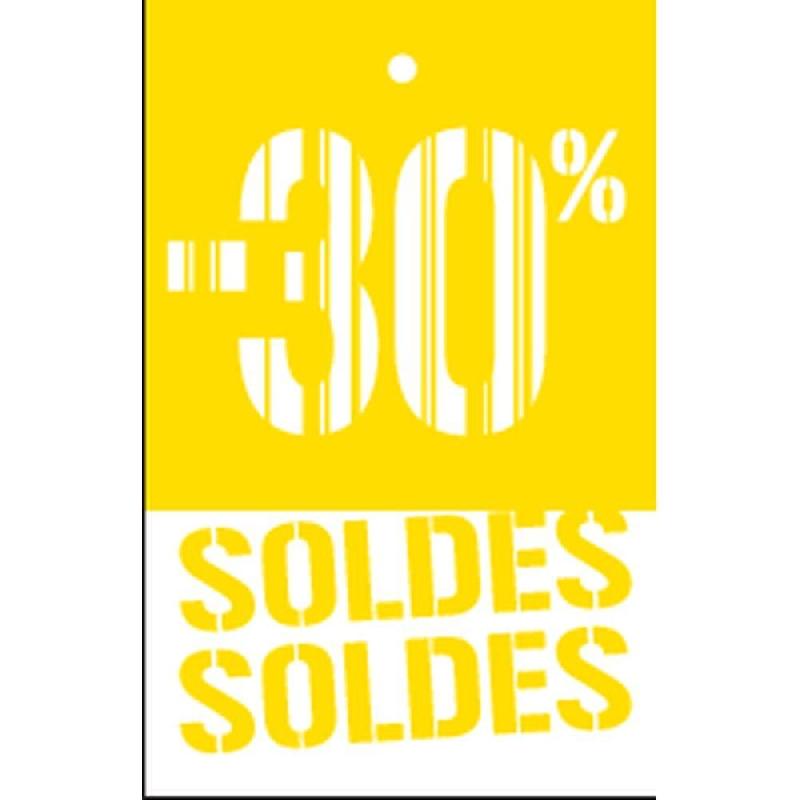Étiquette à trou -30% Soldes Gencod jaune 55x85mm - par 250 - pour étiqueter vos produits soldés_1