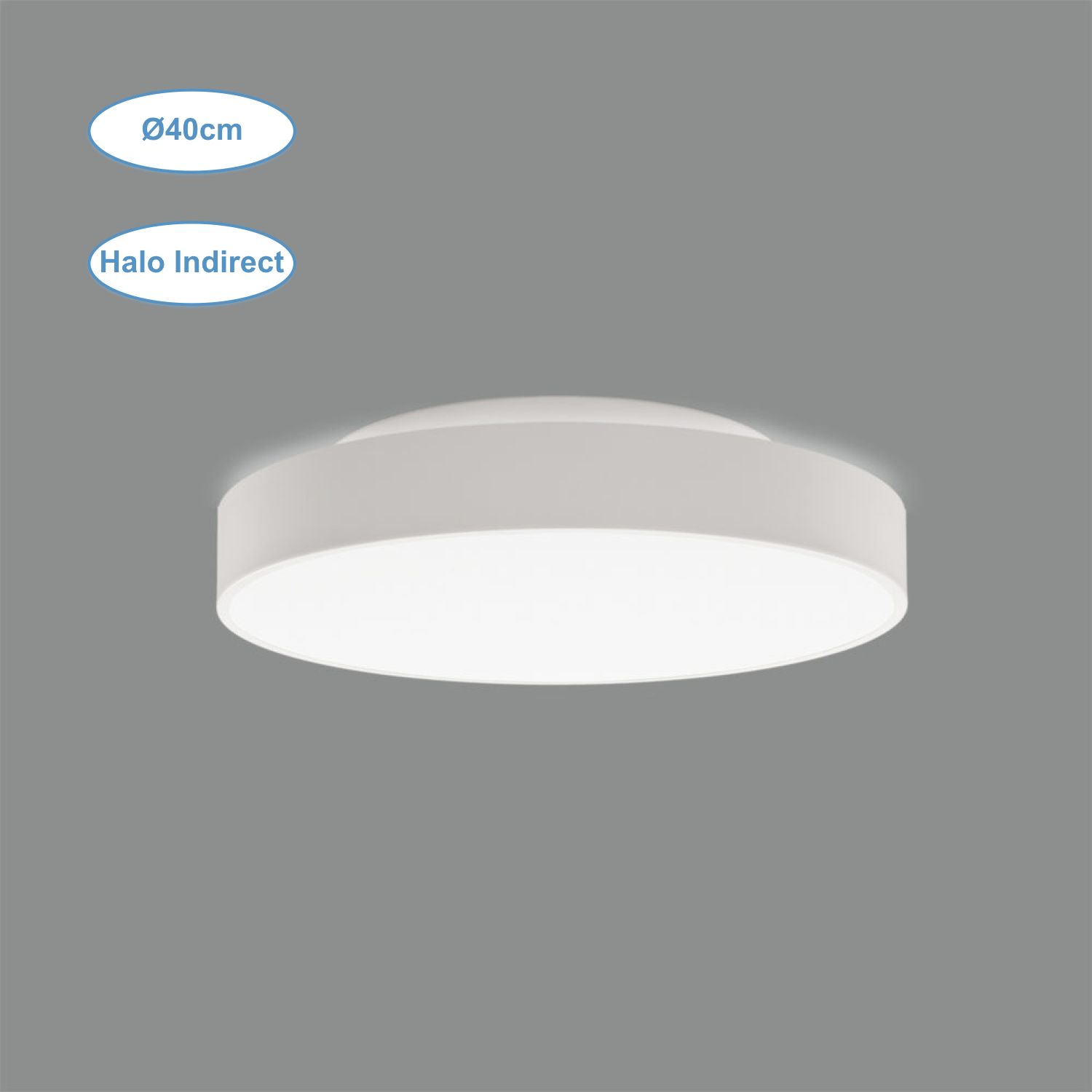 Plafonnier Led Ø40cm - 30W - 2700lm - Halo Indirect 5W - Blanc ou Noir - Installation en saillie_1