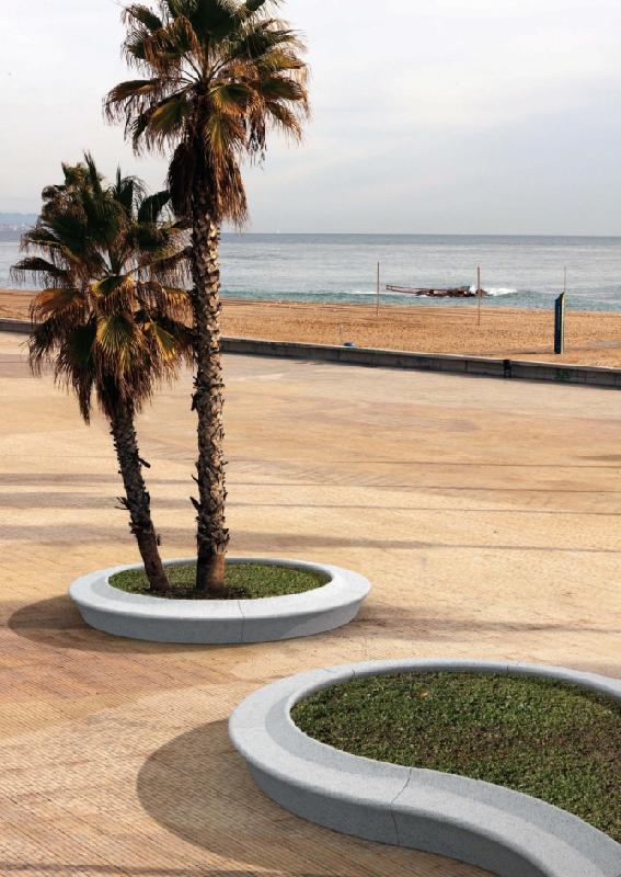 Banc en béton Ona - modulaire avec pièces droites, concaves et convexes_1