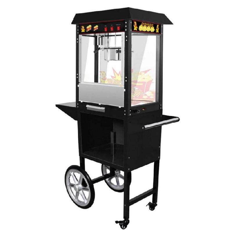 Machine à pop-corn professionnelle 5 kg/h avec chariot - Noir_1