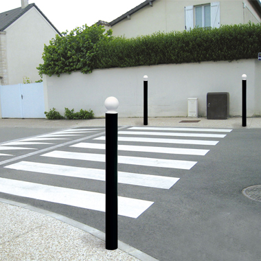 Potelet haute visibilité boule - diamètre 76mm - peinture sur zinc - Réf 8206407_1