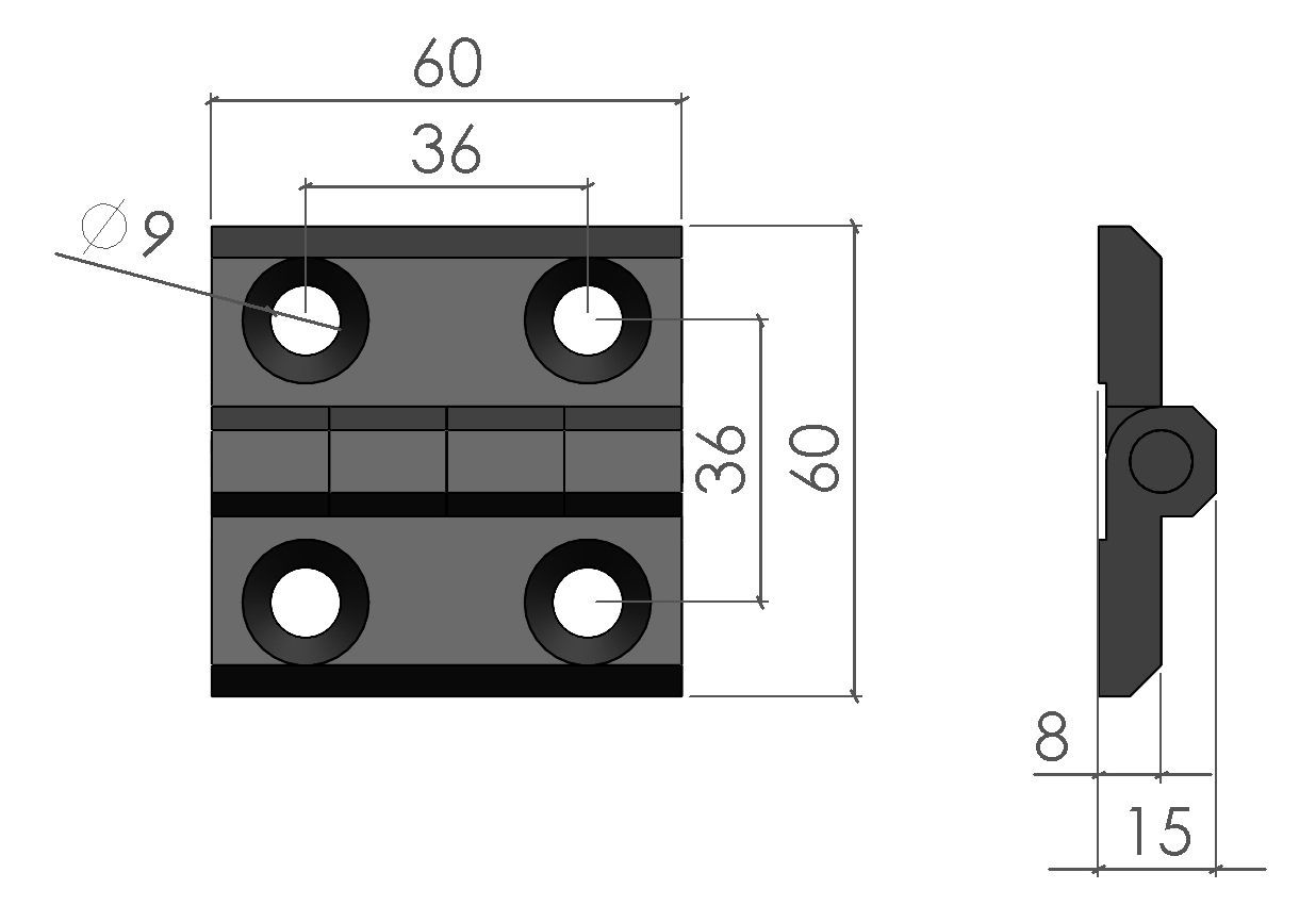 Charnière métal pour profilé aluminium 30x30 rainure 8 mm_1