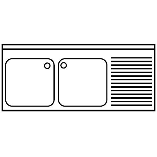 Plonge inox 2 bacs sur support - P 500 mm - à gauche_1