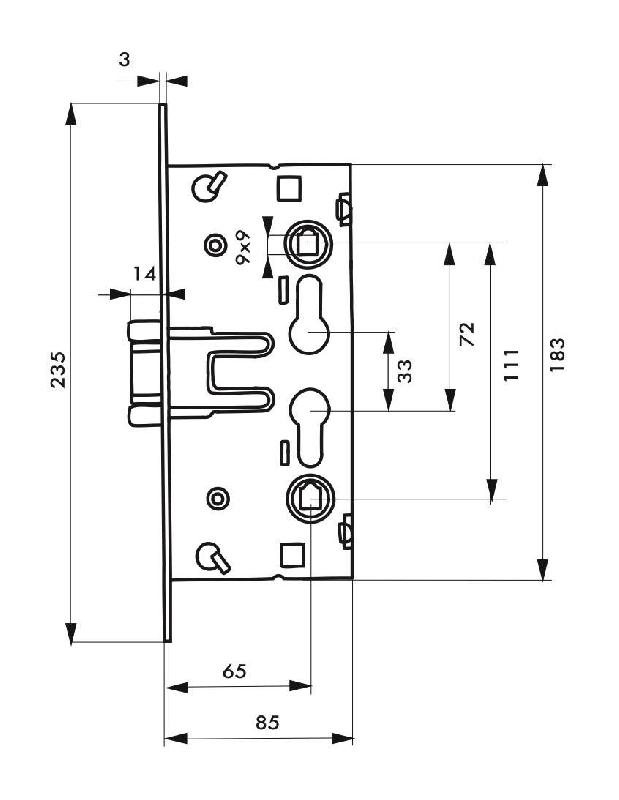 SERRURE ENCASTRABLE POUR PORTE D'INTÉRIEUR DE CHAUFFERIE (VERSION STANDARD)_1
