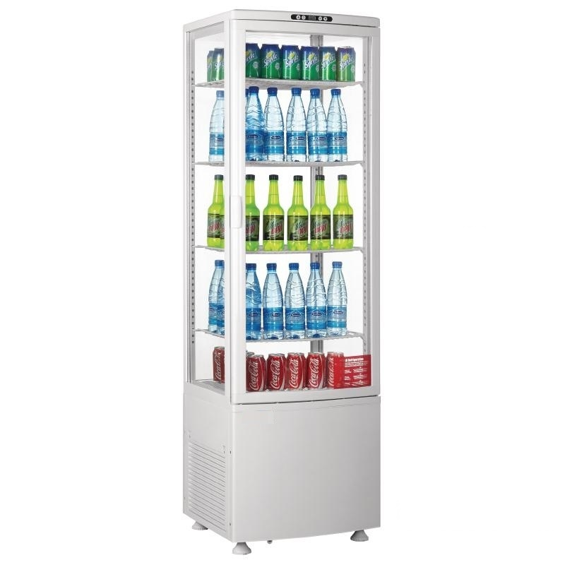 Vitrine réfrigérée - 4 côtés vitrés - porte incurvée 235l blanche_1