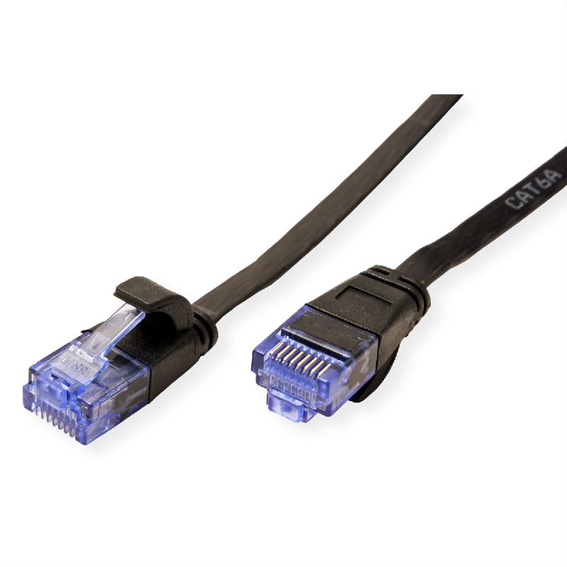 Cordon VALUE Cat.6A (Classe EA) UTP confectionné, plat, noir, 1,5 m_1
