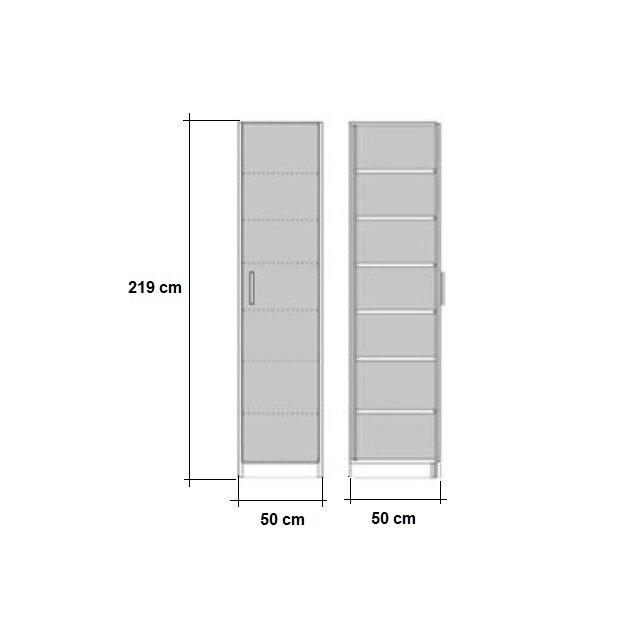 Armoire de rangement 1 porte blanc mat - L50 x H219 x P50 cm - 6 étagères ajustables_1
