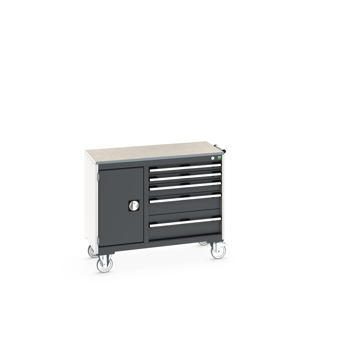Desserte de Maintenance Cubio Lino - 5 tiroirs et compartiment à porte - LxPxH : 1050x525x890 mm_0