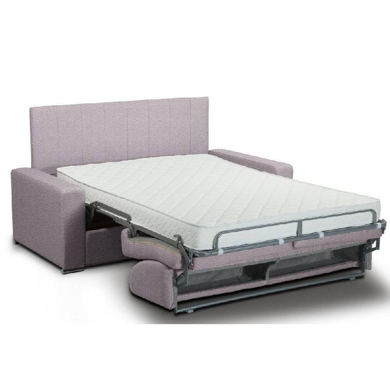 Canapé convertible 2-3 places Normandie - CanapExpress - Matelas Memory 22 cm - Tête de lit intégrée - Cuir vachette parme - 120 cm_1