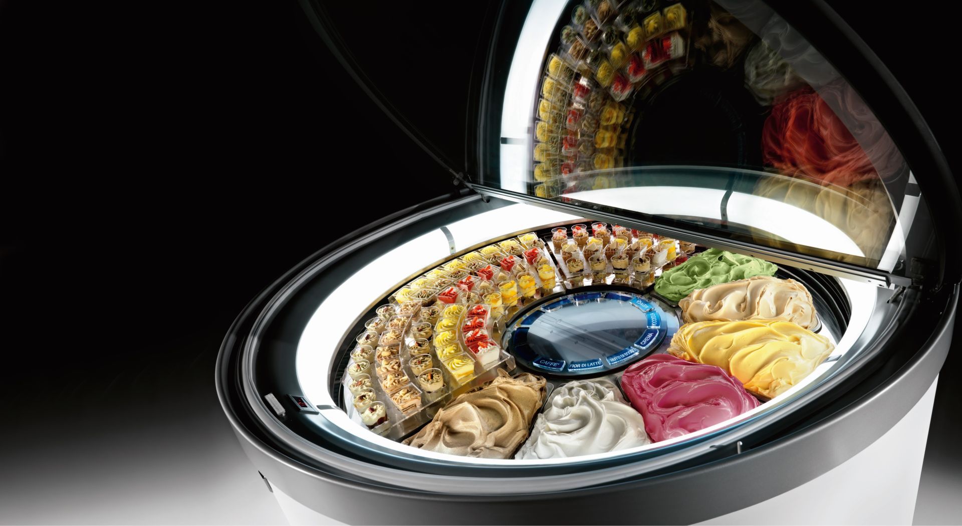 Vitrine crème glacée ronde - diamètre 135 ou 150 cm - design circulaire et tournant_1