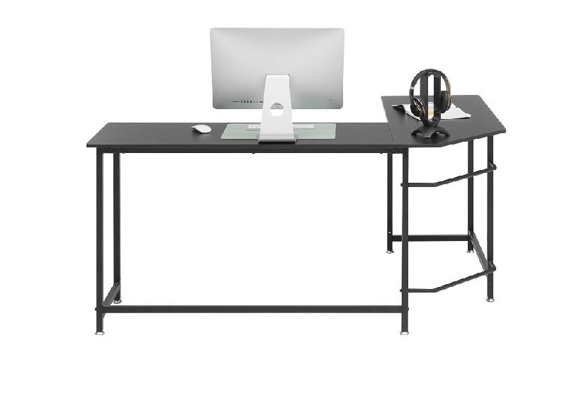 Bureau d'angle Murat noir mat - piètement métal et plateau fonctionnel_1