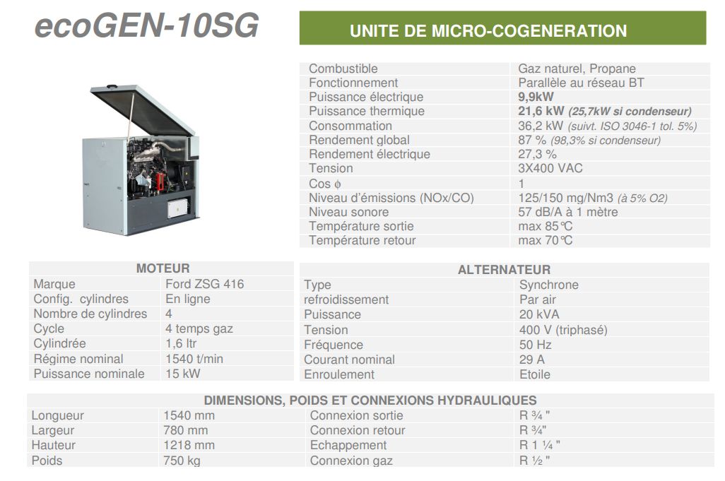 Ecogen-10SG - Unité de cogénération Cogengreen - Puissance électrique de 9,9 kW_1