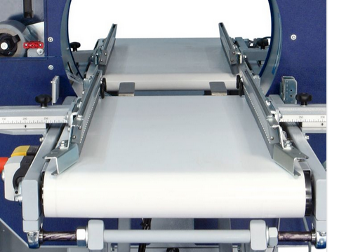 Filmeuse horizontale Compacta SPG - Banderolage automatique pour produits longs - Convoyeur motorisé antidérapant - Écran tactile - Pince et coupe automatique_1