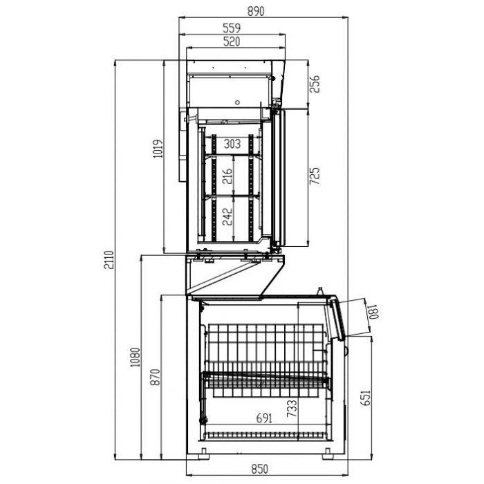 Vitrine murale congélateur en 3 portes noire - gaz écologique r290_1