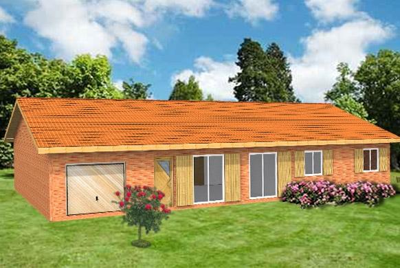 Maison à ossature en bois plain-pied ramin / en kit / surface habitable 152.18 m² / surface brute 192.60 m² / 5 pièces / toit double pente_0